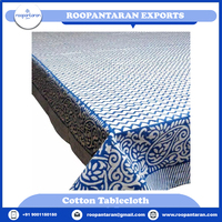 Hochwertige Indische Handgefertigte Blockdruck-Baumwolle Anarkali Blaue Offene Handarbeit Umweltfreundliche Anpassbare Hochzeits-Tischdecke