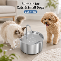 Fontaine à eau pour chat en acier inoxydable de 2,2 L, avec bec verseur en forme de fleur, distributeur d'eau automatique pour animaux de compagnie, pour chats et chiens d'intérieur, OEM ODM