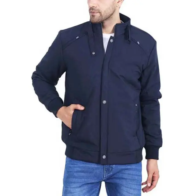 Vêtements bleu marine personnalisés de couleur pour hommes blousons bombardiers vêtements d'hiver de qualité supérieure prix bon marché vestes bombardier à fermeture éclair en polyester et nylon