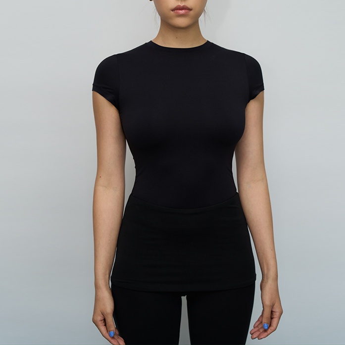 Vintage Style Round Neck Tight Top Slim Yoga Workout Short Sleeve T Shirt Breathable Anti-Pilling Jersey Printed Design Logo