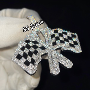 Pendentif Hip Hop en argent 925 fait à la main avec drapeau Moissanite VVS1 entièrement glacé Rappeur personnalisé Cadeau pour homme plaqué rhodium 23.00 grammes - Product Image 2