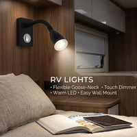 NRY 12V 2W RV Duvar Lambası 360 Derece Dönebilen Başlıklı LED Okuma Lambası Ayarlanabilir Spot Işık 3 Yıl Garantili Karavan Kabin İçin