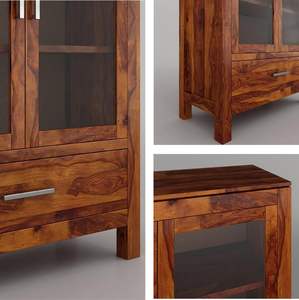 Gabinete multiusos para dormitorio, sala de estar, estudio, de madera maciza Bar | Estantería/gabinete de cocina | Acabado mate miel - Product Image 3