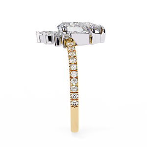 Anillo de Diamante Cultivado en Laboratorio con Certificación IGI, Corte Pera de 1.50 Quilates, Halo Floral, Oro Amarillo, Joyería Fina para Novia, Elegante para Boda - Product Image 4