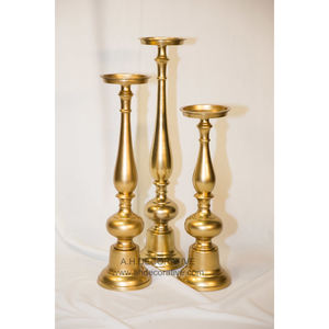 Nickel Plated <b>Tall</b> T Light Candle Holder Set of 3 Shiny Finished <b>Table</b> Centerpiece Luxury Handmade Candle Holder - Product Image 4