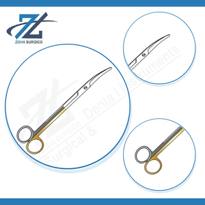 Tijeras Parametrium de 225 mm de Largo, Acero Inoxidable, Manuales, Certificación CE, Dos Lazos Dorados, Ligeramente Curvadas, Fabricante Pakistán - Product Image 4