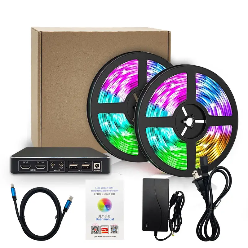 2022 Smart Ambient Tv Licht Kit Hdmi Sync Box Led Backlight Wifi Alexa Google Controle Led Light Strip Voor Hdmi tv Box Game Box