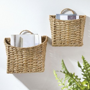 Seagrass wall hanging paper magazine basket letter holder racks high quality home office decor - Product Image 1