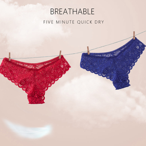 Braguitas de Bikini Sexys para Mujer, Diseño Floral, Encaje Transparente, Cintura Media, Spandex Ecológico, Ropa Interior Sin Costuras, Precio Económico - Product Image 2