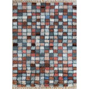 Alfombras de lana afgana Zuri con nudos a mano, diseño geométrico y abstracto estilo boho, alfombra rectangular para pasillo y sala de estar -AKWL-1243 - Product Image 1