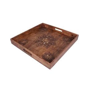 Plateau de service en bois de qualité de luxe, plateau de service à café de forme carrée au design unique pour plateau décoratif de table d'hôtel - Product Image 1