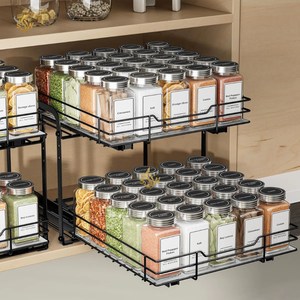 Étagère de rangement pour épices élégante étagère décorative pour comptoir de cuisine en fer massif couleur noire organisateur de rangement pour la maison - Product Image 1