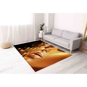 Golden <b>Woman</b> <b>Face</b> Printed Rug: Luxury, Modern, Office Decor, Entry,Velvet Rug - Product Image 5