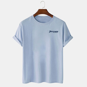T-shirts classiques pour hommes en tricot ample uni, 100% coton, écologiques, légers, confortables, respirants, séchage rapide pour l'été - Product Image 1