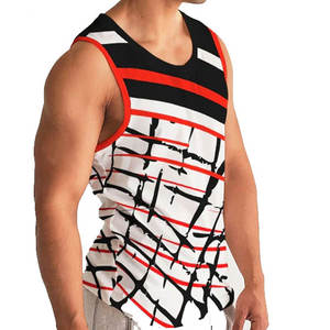 Débardeur pour homme OME, coupe musclée, en spandex/polyester, logo personnalisé, motif à carreaux, col rond, respirant, tricoté, sans manches, grande taille - Product Image 2