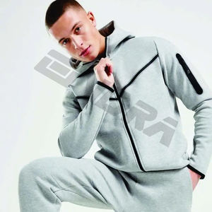 Traje apilado para hombre, traje de jogging liso con cremallera para hombre, pantalones de chándal, logotipo personalizado, chándal de lana tecnológica, conjuntos de jogging de invierno para adultos - Product Image 5