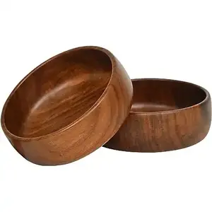 Cuencos de sopa multiforma ecológicos modernos, acabado personalizado, vajilla comercial de madera Natural, regalos de negocios pulidos - Product Image 1