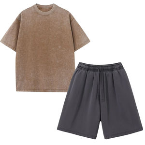 ชุดเสื้อยืดคอกลมสำหรับผู้ชายชุด100% คอกลมและกางเกงขาสั้นผ้าฝ้ายระบายอากาศแบบลำลองผลิตในปากีสถาน - Product Image 2