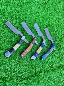 Lote de 4 piezas de ACERO DE DAMASCO PERSONALIZADO A MANO PLEGABLE BORDE RECTO BARBAR RAZOR. - Product Image 5