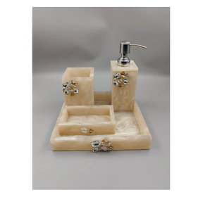 Juego de baño de resina epoxi Organización Cepillo de dientes Jabonera Dispensadores de resina Juego de 7 piezas Artesanías Precio superior - Product Image 5