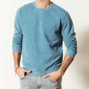 Haute qualité Vintage vêtements en vrac lavé à l'acide unisexe mélange lourd col rond sweat à capuche français éponge sweats pour hommes - Product Image 2