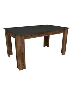 比萨145四人餐桌-浅胡桃木和深灰色厨房餐桌160x 80厘米现代餐桌，带4条腿