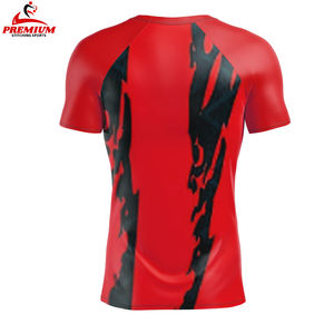 Venta al por mayor de secado rápido cómodo hombres Rash Guard para la venta Color sólido hombres manga corta Rash Guard para ropa de Fitness - Product Image 2