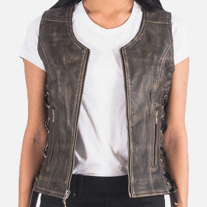 Gilet de moto en cuir véritable de haute qualité pour femmes, fermeture éclair imperméable, vêtement d'extérieur durable et tendance - Product Image 3