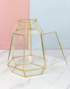 Portavelas de Cristal con Borde de Latón Geométrico, Decoración Moderna Hecha a Mano para el Hogar y el Jardín, Multiusos, para Velas de Navidad - Product Image 6