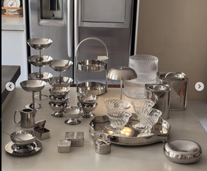 Plateaux en métal arabe argenté Supports de niveau pour la décoration intérieure Design moderne Diwali Base prête à l'emploi Plantes/Fleurs Motif Salade/Fruits/Noix - Product Image 5