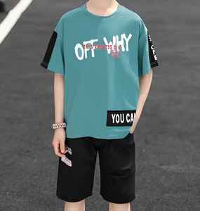 Ensemble 2 pièces pour garçons et imprimé cowboy, t-shirt et short décontracté à manches courtes, tissu en tricot de polyester légèrement extensible, coupe régulière, - Product Image 2