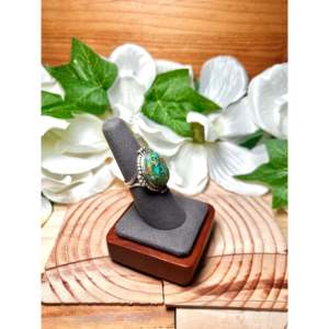 Handmade Boho Gemstone <b>Ring</b> Navajo Created Red Skin Turquoise & Sterling <b>Silver</b> <b>Emerald</b> Cut Diamond Shape Size 7.5 Everyday Wear - Product Image 2