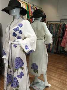 Vestido Maxi Blanco Bordado con Mangas Largas Abullonadas, Vestido Largo de Algodón con Bordado Floral para Mujer, Vestido Maxi Musulmán de Noche para Mujer - Product Image 2