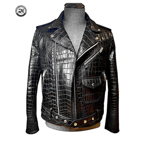 Chaqueta de cuero Formal con cremallera estampada de invierno para hombre, ropa de abrigo personalizada, motocicleta impermeable a prueba de viento - Product Image 1