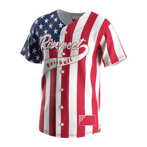 Maillot de baseball respirant de qualité supérieure à motif de drapeau américain Uniformes d'équipe personnalisés avec tissu à séchage rapide pour le jeu et l'entraînement - Product Image 1