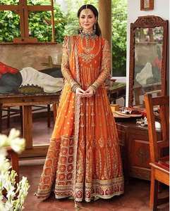 2025 Style pakistanais Shalwar Kameez Maxi robe pour les femmes de grande taille charmante soie manches longues fantaisie à la mode pour les occasions de fête - Product Image 2