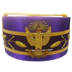 Casquette couronne de Rite écossais 33e degré Wings up Purple Handmade Embroidery Masonic Regalia Caps à bas prix - Product Image 5