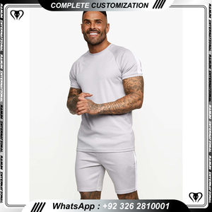 ชุดกีฬาสำหรับผู้ชายกางเกงขาสั้นผ้าฟลีซสเวตเตอร์สำหรับวิ่งจ๊อกกิ้งผ้าคอตตอนคอกลมพิมพ์โลโก้ได้ตามต้องการฤดูร้อน - Product Image 4