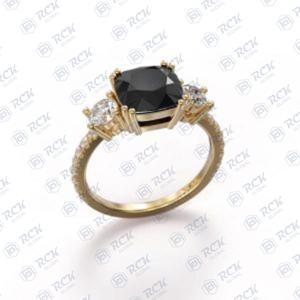 1.50 TCW coussin coupe 3 pierres Moissanite bague de fiançailles 18KT or bijoux de mariage pour les femmes - Product Image 3