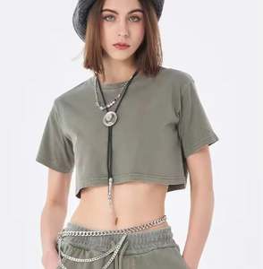 T-shirt court pour dames Vente en gros Logo personnalisé Streetwear Style OEM Fournisseur d'usine - Product Image 1