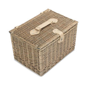 Panier à pique-nique à finition antique Delavaged avec coffre de rangement Grand Pique-Nique - Product Image 3