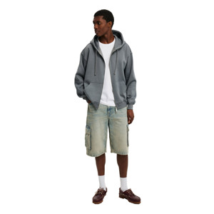 Sudadera con capucha de algodón 100% de peso pesado personalizable para hombre, ropa de calle Vintage desgastada con cremallera de gran tamaño para invierno - Product Image 2