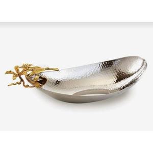 Bol de service à chocolat en métal doré avec support de créateur de feuilles pour accessoires de maison et d'ustensiles de cuisine - Product Image 4