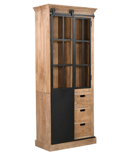 Vitrina industrial de madera de mango macizo y hierro extensible para uso en muebles para el hogar en sala de estar y baño - Product Image 3