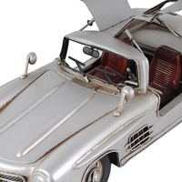 AJ083 - Modèle de voiture classique Mercedes Benz 300L Gullwing argentée, véhicule classique en bois peint à la main, objet de collection nautique pour la maison