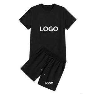 <b>Men's</b> Customized Summer Casual 2-Piece Quick Dry Cotton T-<b>Shirt</b> and Shorts <b>Set</b> Printed Pattern - Product Image 1