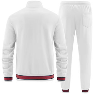 Ensemble de survêtement décontracté pour homme en deux pièces, blanc, bleu et marron, brodé vintage, vente en gros 2025, veste à fermeture éclair intégrale à manches longues, pantalon de survêtement - Product Image 6