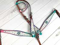 Équipement de selle de cheval en cuir véritable de haute qualité nouvelle arrivée Portable Western Headstall et Breastcollar selles de qualité