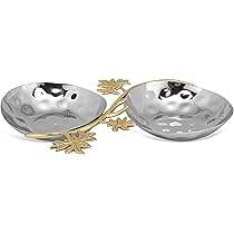 Serving <b>Silver</b> <b>Bowl</b> with Brass Floral Design for Home Hotel Restaurant & Tabletop <b>Bowl</b> Round Shape Steel Dry Fruits Serving <b>Bowl</b> - Product Image 4
