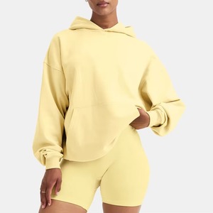 100% coton biologique Logo personnalisé femmes sweat à capuche surdimensionné français éponge sweat à capuche poche décontracté sport plaine automne hiver - Product Image 1